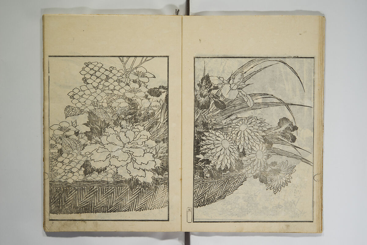 Picture Album Transmitting the Spirit: The Hokusai Drawing Style (Denshin gafu Hokusai gashiki), Katsushika Hokusai 葛飾北斎 (Japanese, Tokyo (Edo) 1760–1849 Tokyo (Edo)), Set of three woodblock printed books; ink on paper, Japan