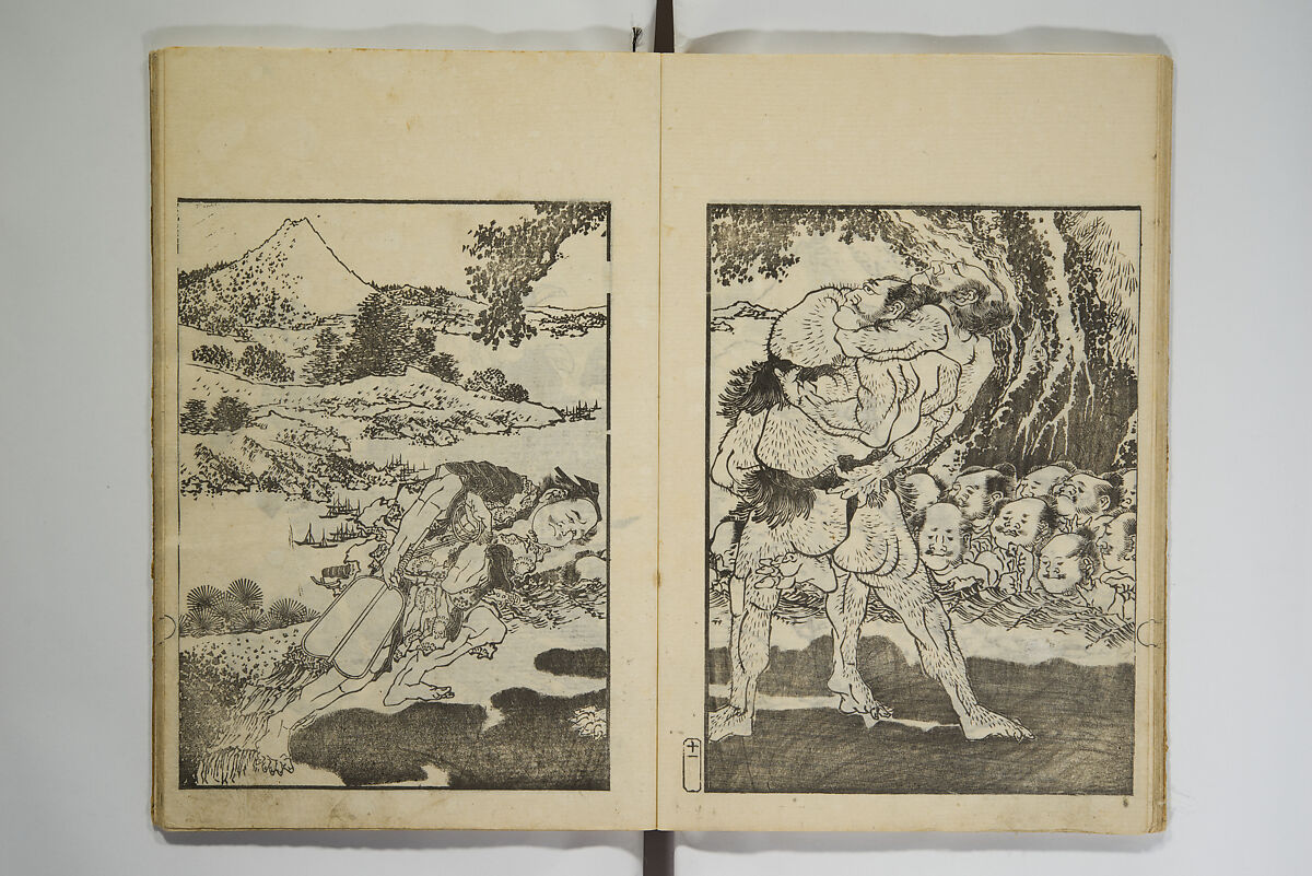 Picture Album Transmitting the Spirit: The Hokusai Drawing Style (Denshin gafu Hokusai gashiki), Katsushika Hokusai 葛飾北斎 (Japanese, Tokyo (Edo) 1760–1849 Tokyo (Edo)), Set of three woodblock printed books; ink on paper, Japan