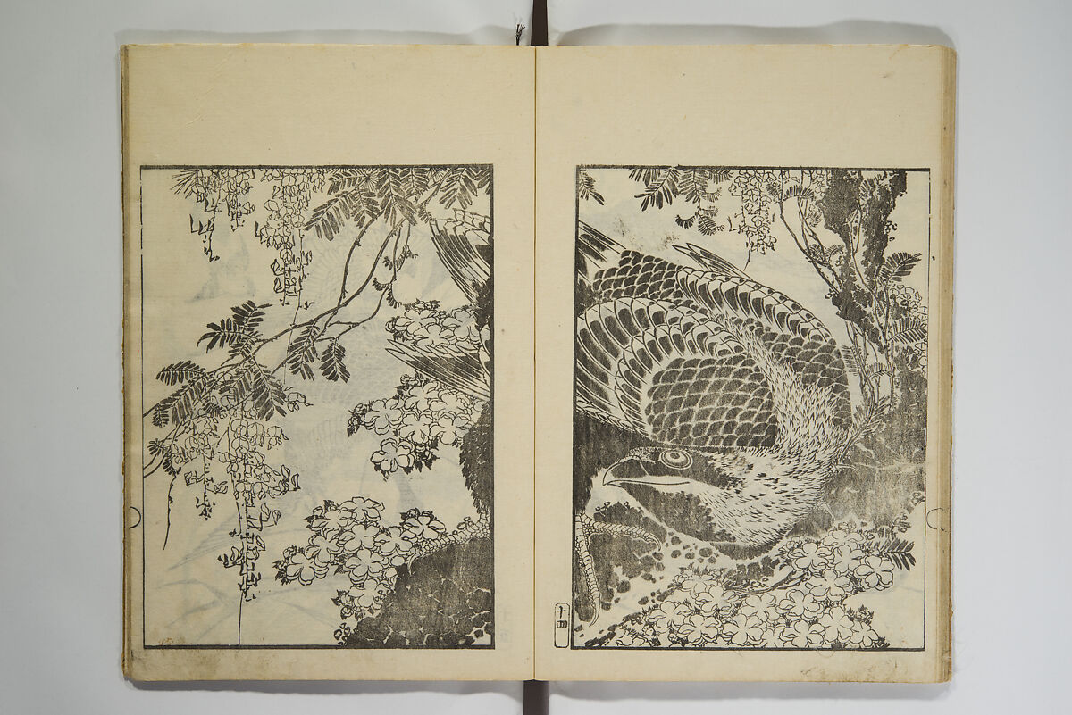 Picture Album Transmitting the Spirit: The Hokusai Drawing Style (Denshin gafu Hokusai gashiki), Katsushika Hokusai 葛飾北斎 (Japanese, Tokyo (Edo) 1760–1849 Tokyo (Edo)), Set of three woodblock printed books; ink on paper, Japan