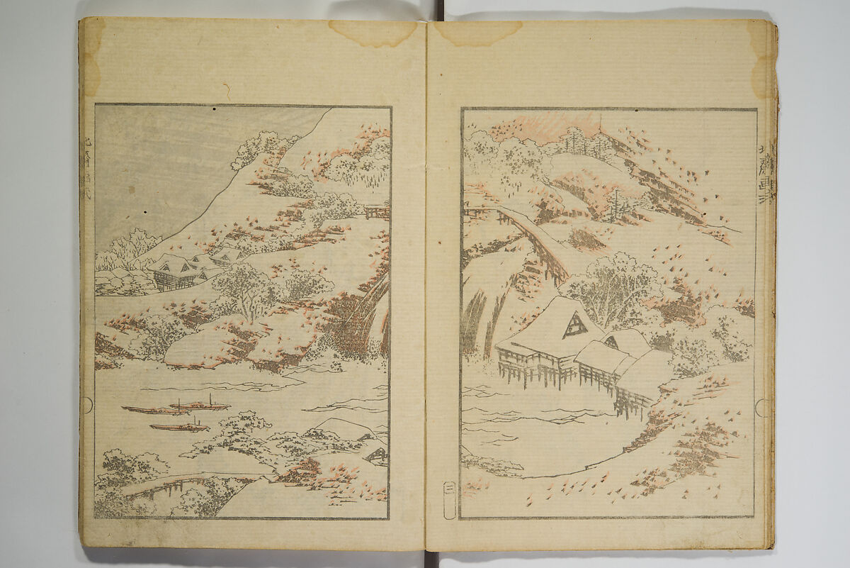 Picture Album Transmitting the Spirit: The Hokusai Drawing Style (Denshin gafu Hokusai gashiki), Katsushika Hokusai 葛飾北斎 (Japanese, Tokyo (Edo) 1760–1849 Tokyo (Edo)), Set of three woodblock printed books; ink on paper, Japan