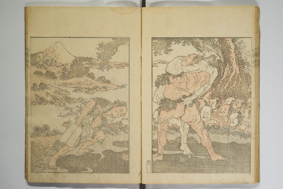 Picture Album Transmitting the Spirit: The Hokusai Drawing Style (Denshin gafu Hokusai gashiki), Katsushika Hokusai 葛飾北斎 (Japanese, Tokyo (Edo) 1760–1849 Tokyo (Edo)), Set of three woodblock printed books; ink on paper, Japan