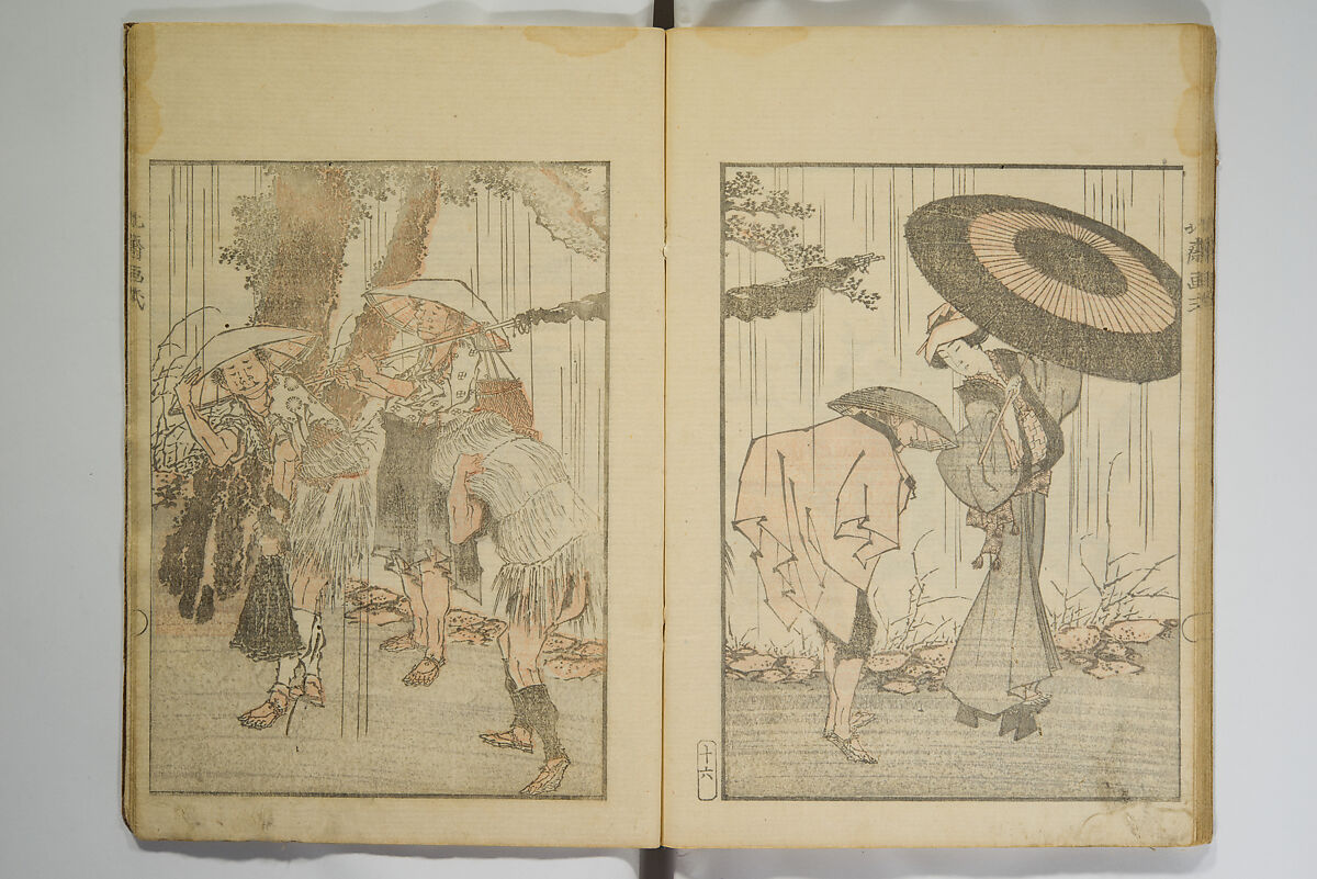 Picture Album Transmitting the Spirit: The Hokusai Drawing Style (Denshin gafu Hokusai gashiki), Katsushika Hokusai 葛飾北斎 (Japanese, Tokyo (Edo) 1760–1849 Tokyo (Edo)), Set of three woodblock printed books; ink on paper, Japan