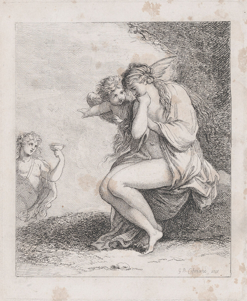 Ariadne on Naxos Approached by Bacchus, (?) Thomas Rowlandson (British, London 1757–1827 London), Etching 