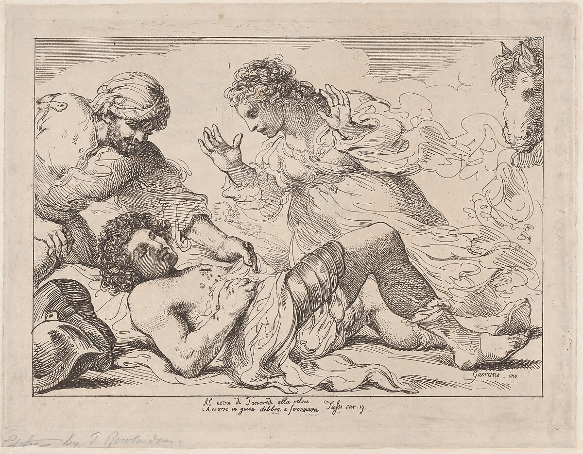 Erminia Discovers the Wounded Tancred (from Tasso, Gerusalemme Liberata), (?) Thomas Rowlandson (British, London 1757–1827 London), Etching 