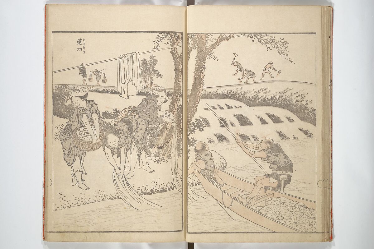 Various Pictures by Hokusai (Hokusai soga) 北斎麁画, Katsushika Hokusai 葛飾北斎 (Japanese, Tokyo (Edo) 1760–1849 Tokyo (Edo)), Woodblock printed book; ink and color on paper, Japan
