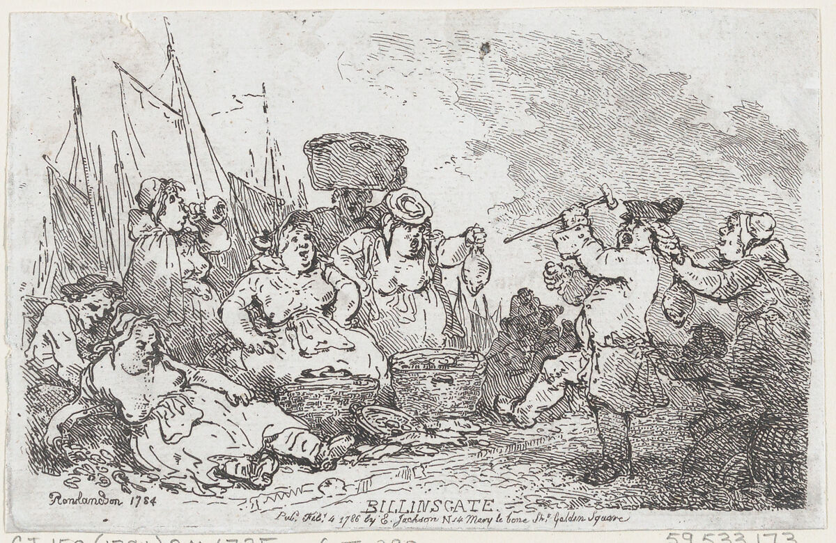 Billingsgate, Thomas Rowlandson (British, London 1757–1827 London), Etching; a reissue 