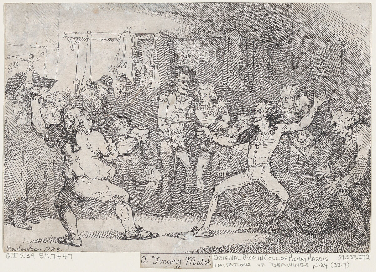 A Fencing Match, Thomas Rowlandson (British, London 1757–1827 London), Etching 