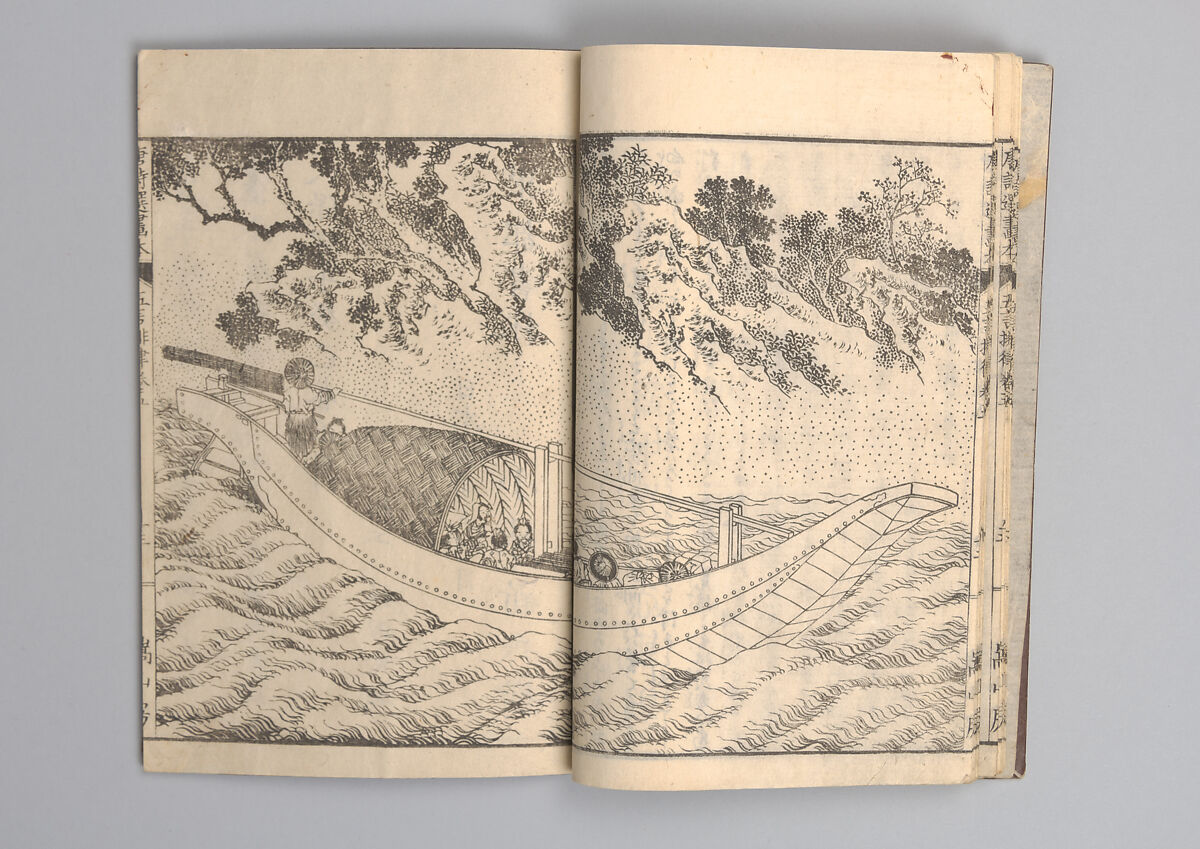 Illustrated “Anthology of Tang-Dynasty Poems” in Five-Syllable Lines (Tōshisen ehon gogon ritsu hairitsu) 画本唐詩選五言律排律, Katsushika Hokusai 葛飾北斎 (Japanese, Tokyo (Edo) 1760–1849 Tokyo (Edo)), Format: 5 volumes, fukurotoji (pouch binding); chūbon, Japan