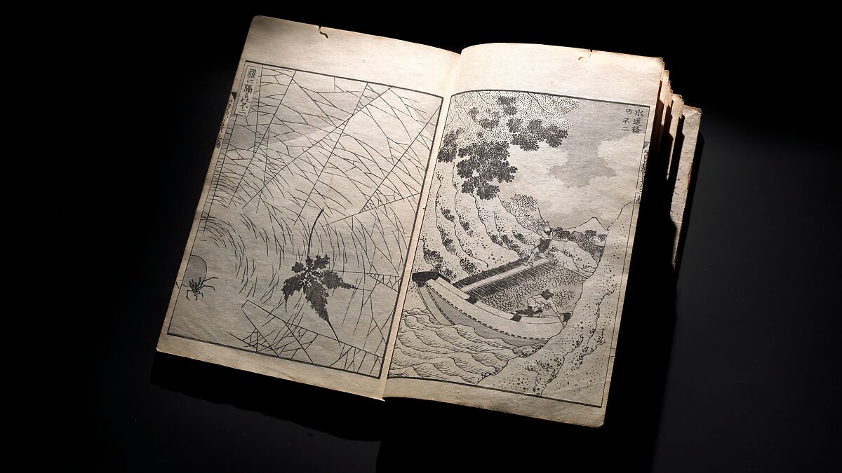 One Hundred Views of Mount Fuji (Fugaku hyakkei) 富嶽百景, Katsushika Hokusai 葛飾北斎 (Japanese, Tokyo (Edo) 1760–1849 Tokyo (Edo)), Set of three woodblock printed books; ink on paper, Japan