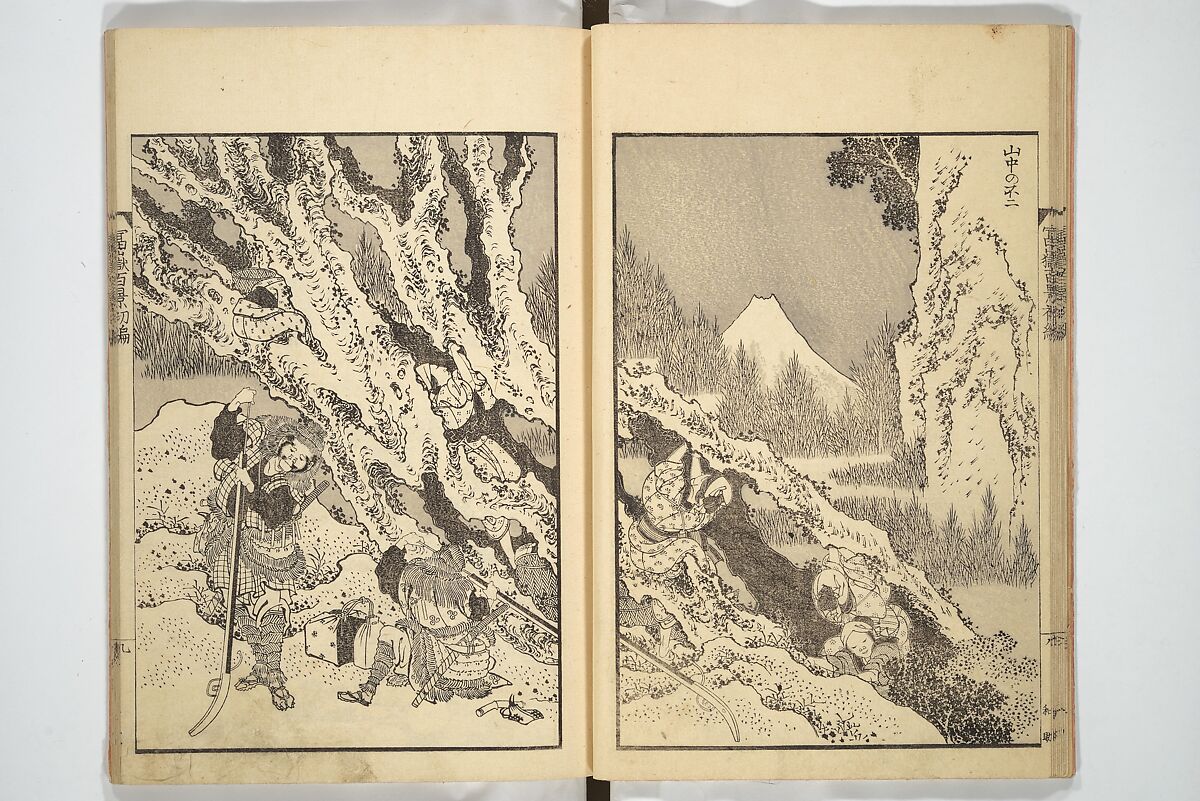 One Hundred Views of Mount Fuji (Fugaku hyakkei) 富嶽百景, Katsushika Hokusai 葛飾北斎 (Japanese, Tokyo (Edo) 1760–1849 Tokyo (Edo)), Set of three woodblock printed books; ink on paper, Japan
