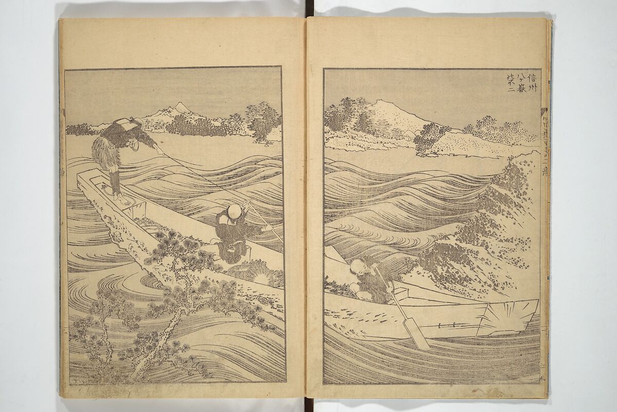 One Hundred Views of Mount Fuji (Fugaku hyakkei) 富嶽百景, Katsushika Hokusai 葛飾北斎 (Japanese, Tokyo (Edo) 1760–1849 Tokyo (Edo)), Set of three woodblock printed books; ink on paper, Japan