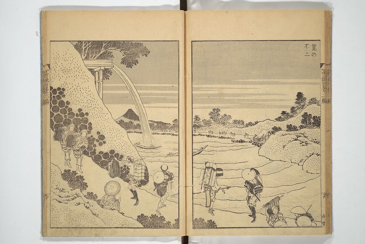One Hundred Views of Mount Fuji (Fugaku hyakkei) 富嶽百景, Katsushika Hokusai 葛飾北斎 (Japanese, Tokyo (Edo) 1760–1849 Tokyo (Edo)), Set of three woodblock printed books; ink on paper, Japan