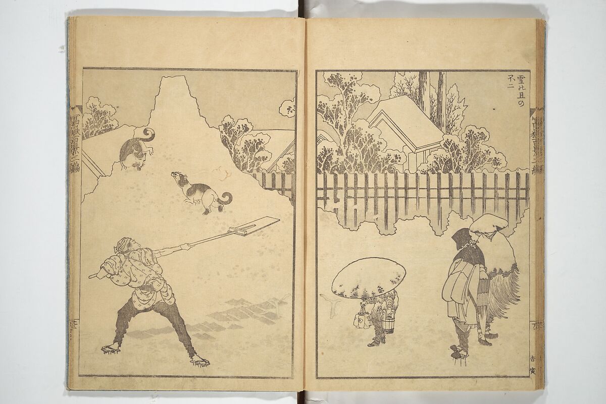 One Hundred Views of Mount Fuji (Fugaku hyakkei) 富嶽百景, Katsushika Hokusai 葛飾北斎 (Japanese, Tokyo (Edo) 1760–1849 Tokyo (Edo)), Set of three woodblock printed books; ink on paper, Japan