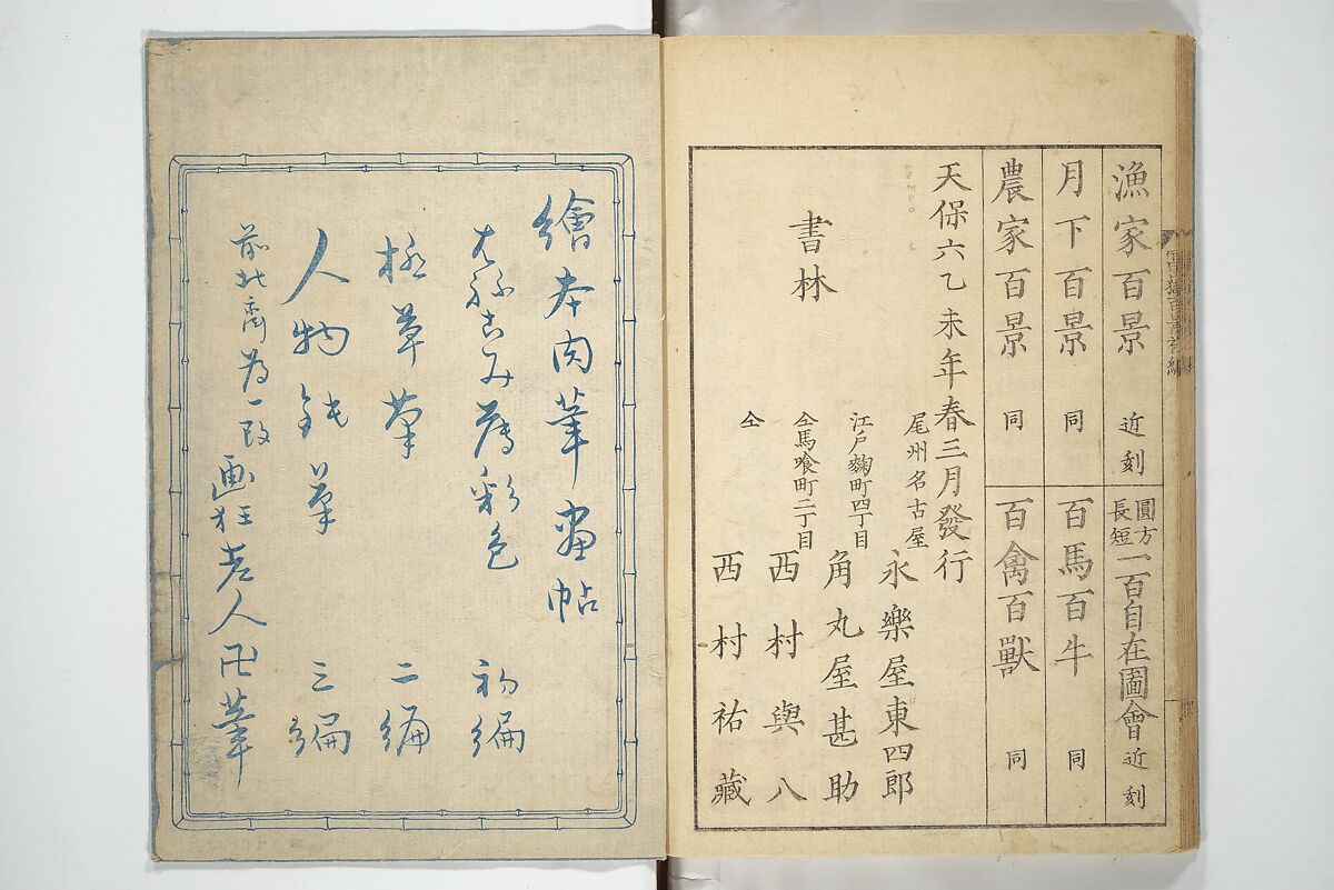 One Hundred Views of Mount Fuji (Fugaku hyakkei) 富嶽百景, Katsushika Hokusai 葛飾北斎 (Japanese, Tokyo (Edo) 1760–1849 Tokyo (Edo)), Set of three woodblock printed books; ink on paper, Japan