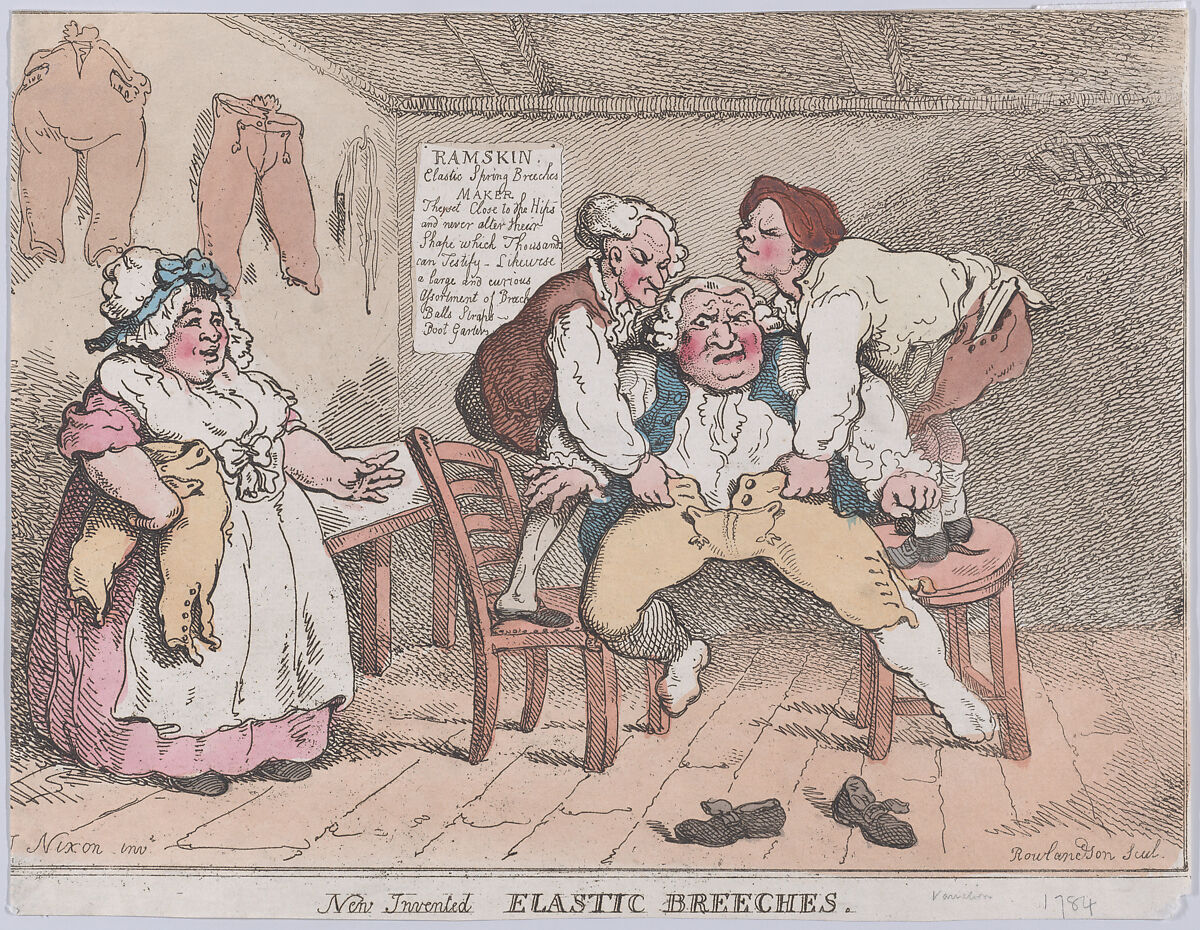 Thomas Rowlandson, New Invented Elastic Breeches