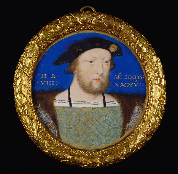 Henry VIII, Lucas Horenbout  Flemish, Watercolor on vellum laid on playing card (the ace of diamonds)