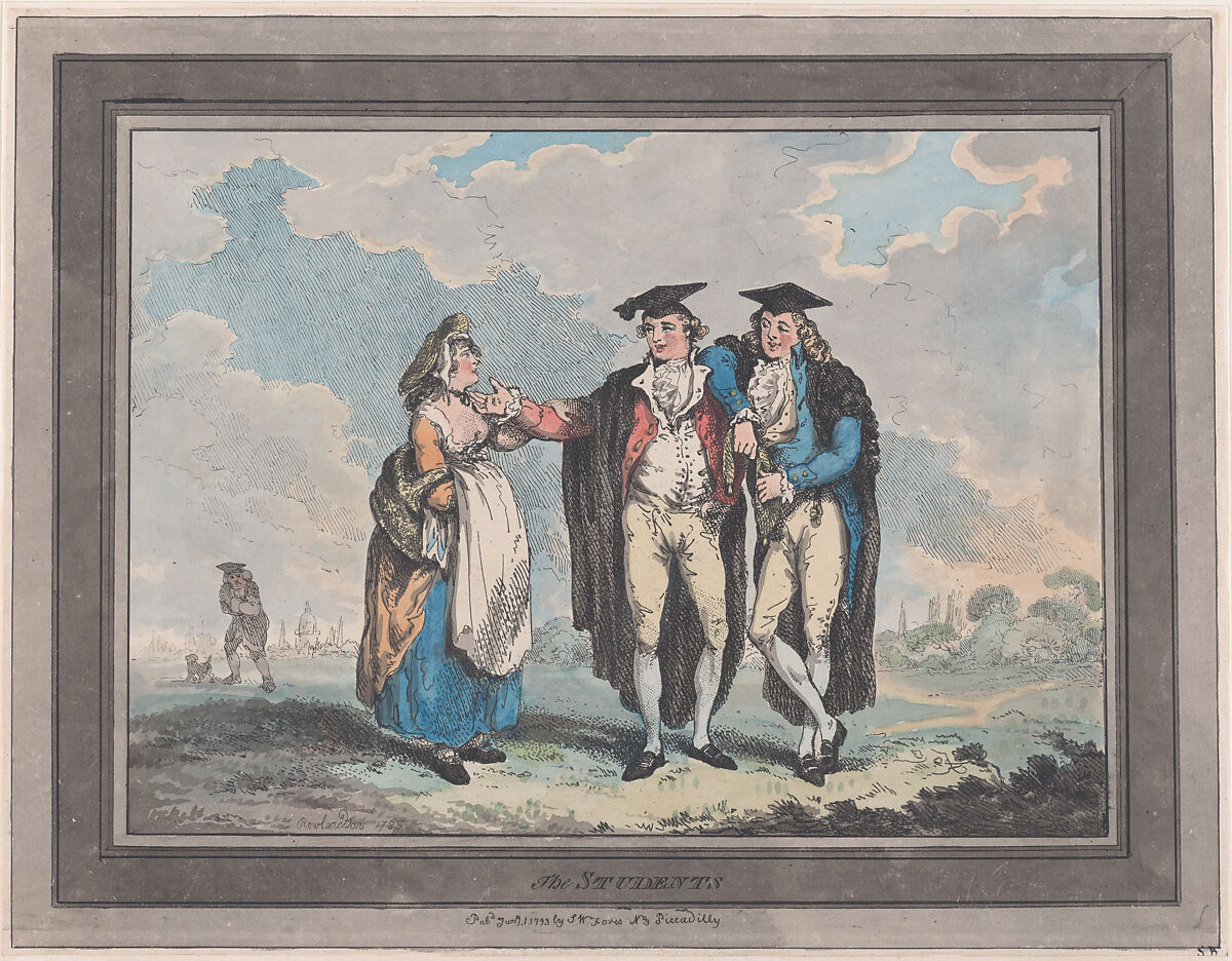 The Students, Thomas Rowlandson (British, London 1757–1827 London), Hand-colored etching 