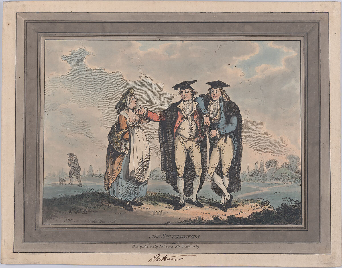 The Students, Thomas Rowlandson (British, London 1757–1827 London), Hand-colored etching 