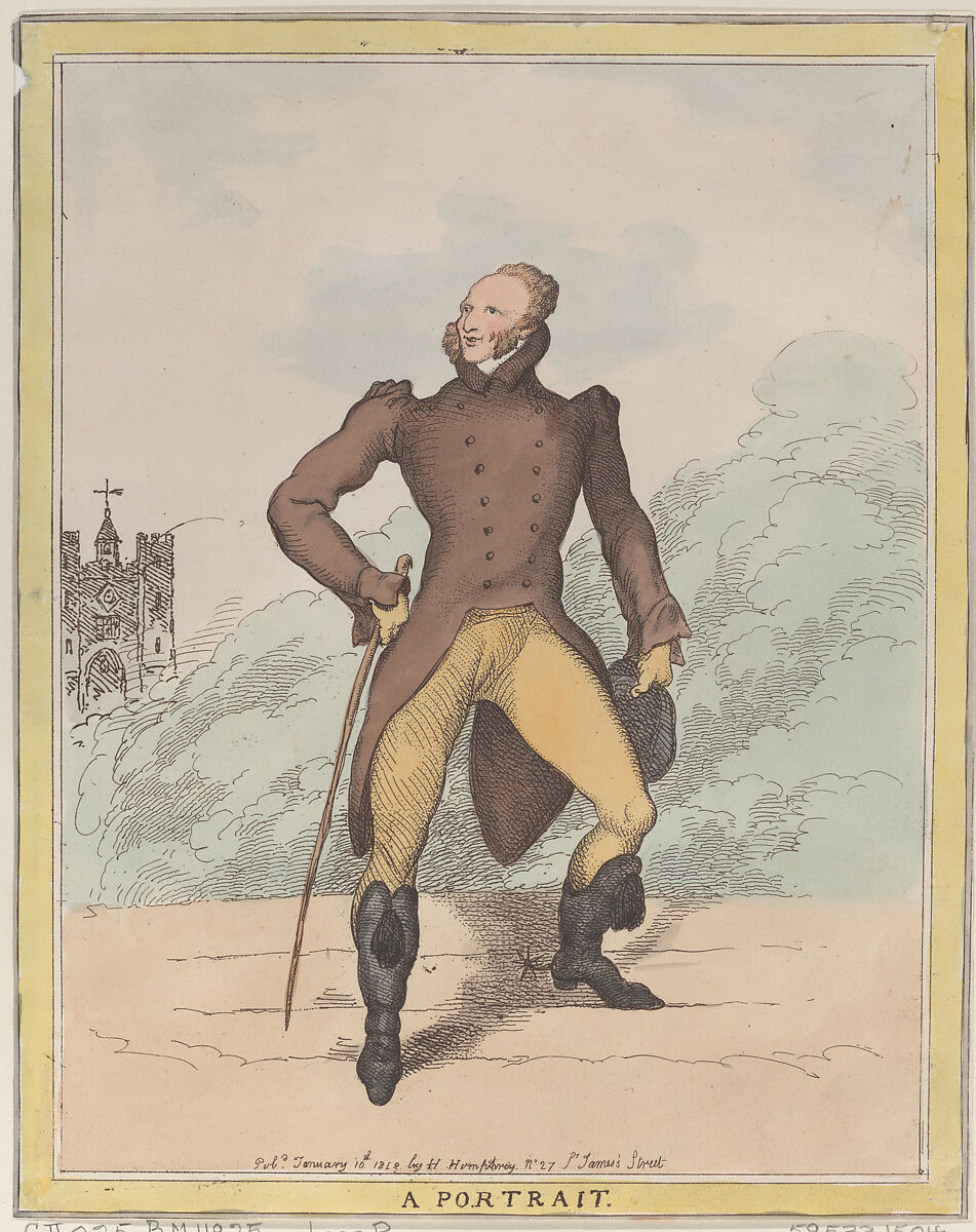 A Portrait (Lord Petersham), Thomas Rowlandson (British, London 1757–1827 London), Hand-colored etching 