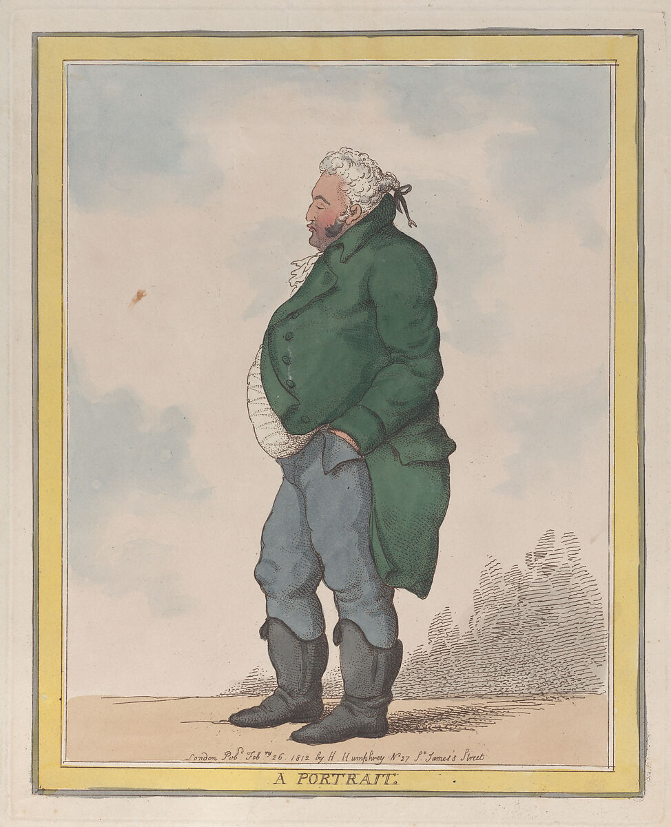 A Portrait (George, 3rd Earl of Pomfret), Thomas Rowlandson (British, London 1757–1827 London), Hand-colored etching 