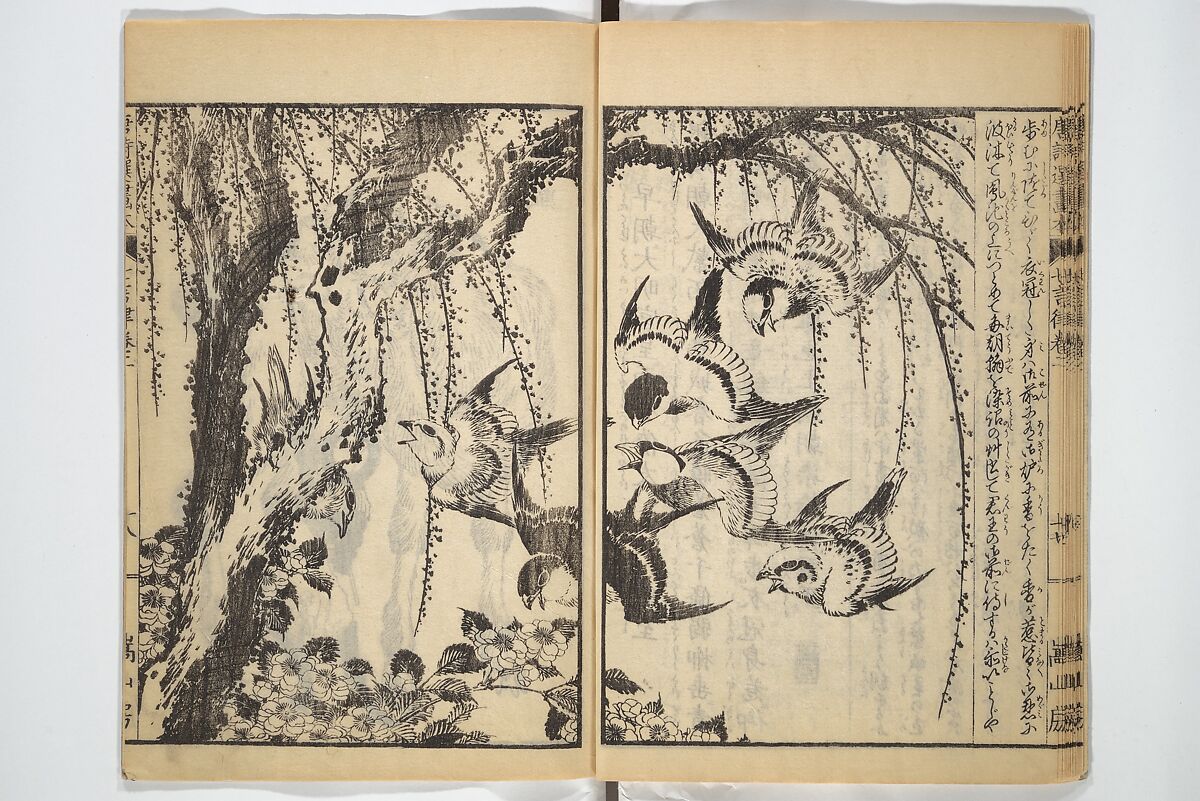 Illustrated "Anthology of Tang-Dynasty Poems" in Five-Syllable Lines (Tōshisen ehon gogon ritsu hairitsu) 画本唐詩選五言律排律, Katsushika Hokusai 葛飾北斎 (Japanese, Tokyo (Edo) 1760–1849 Tokyo (Edo)), Set of five woodblock printed books; ink on paper, Japan