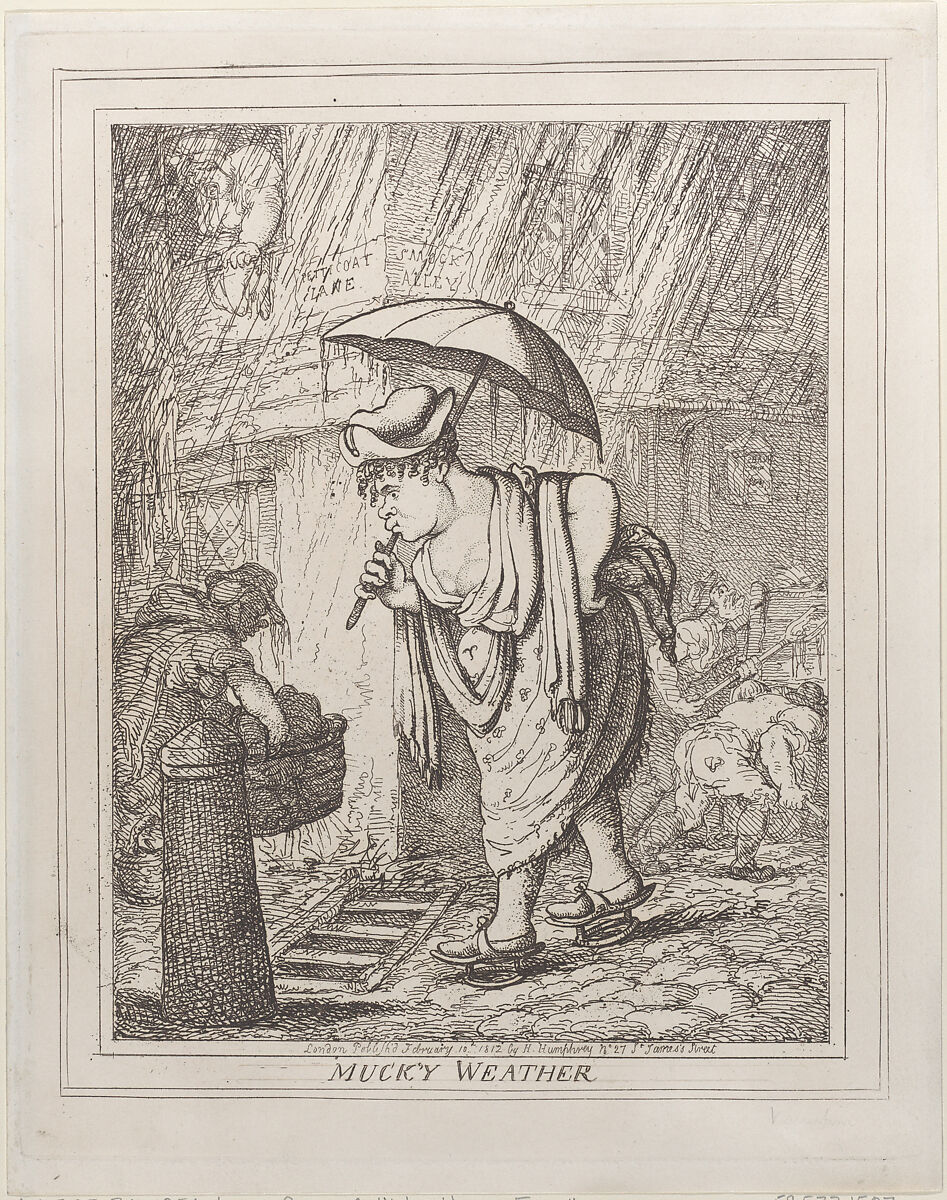 Muck'y Weather, Thomas Rowlandson (British, London 1757–1827 London), Etching; reissue 