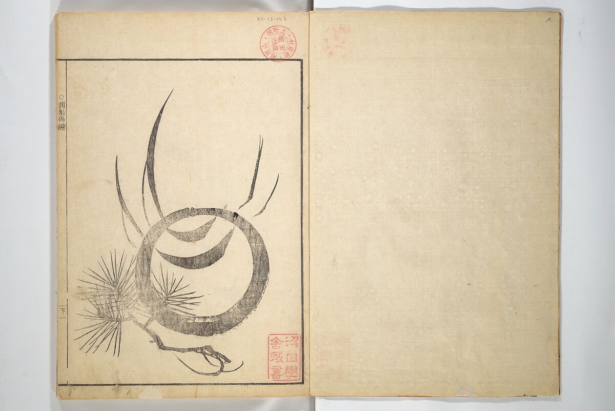 Picture Album by Old Man Maruyama (En'ō gafu)  円翁画譜, After Maruyama Ōkyo 円山応挙 (Japanese, 1733–1795), Set of two woodblock printed books; ink and color on paper, Japan