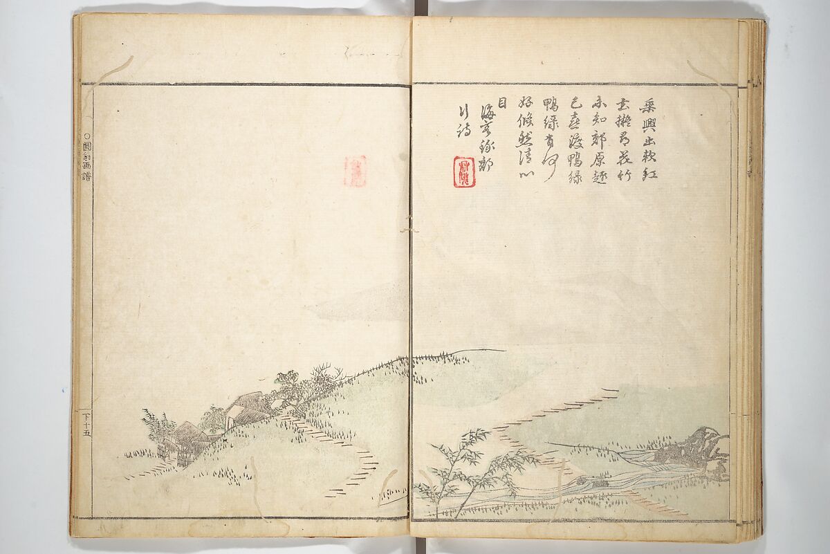 Picture Album by Old Man Maruyama (En'ō gafu)  円翁画譜, After Maruyama Ōkyo 円山応挙 (Japanese, 1733–1795), Set of two woodblock printed books; ink and color on paper, Japan