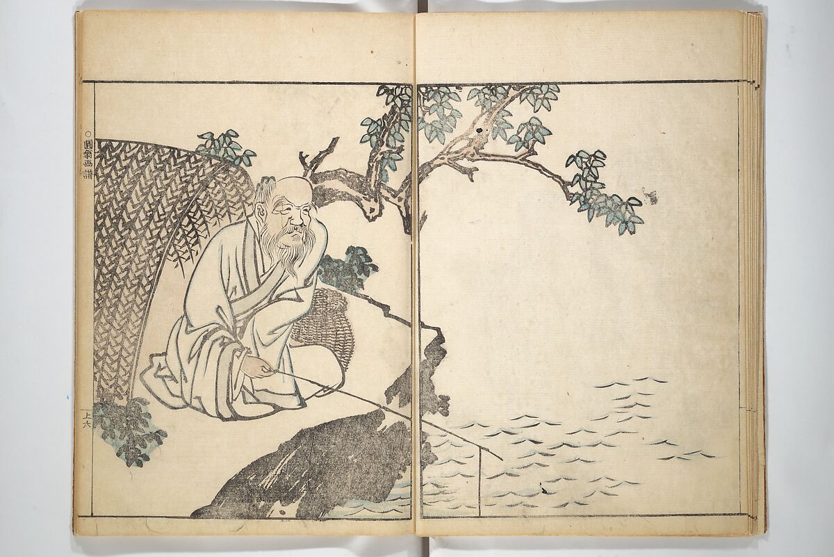 Picture Album by Old Man Maruyama (En'ō gafu)  円翁画譜, After Maruyama Ōkyo 円山応挙 (Japanese, 1733–1795), Set of two woodblock printed books; ink and color on paper, Japan