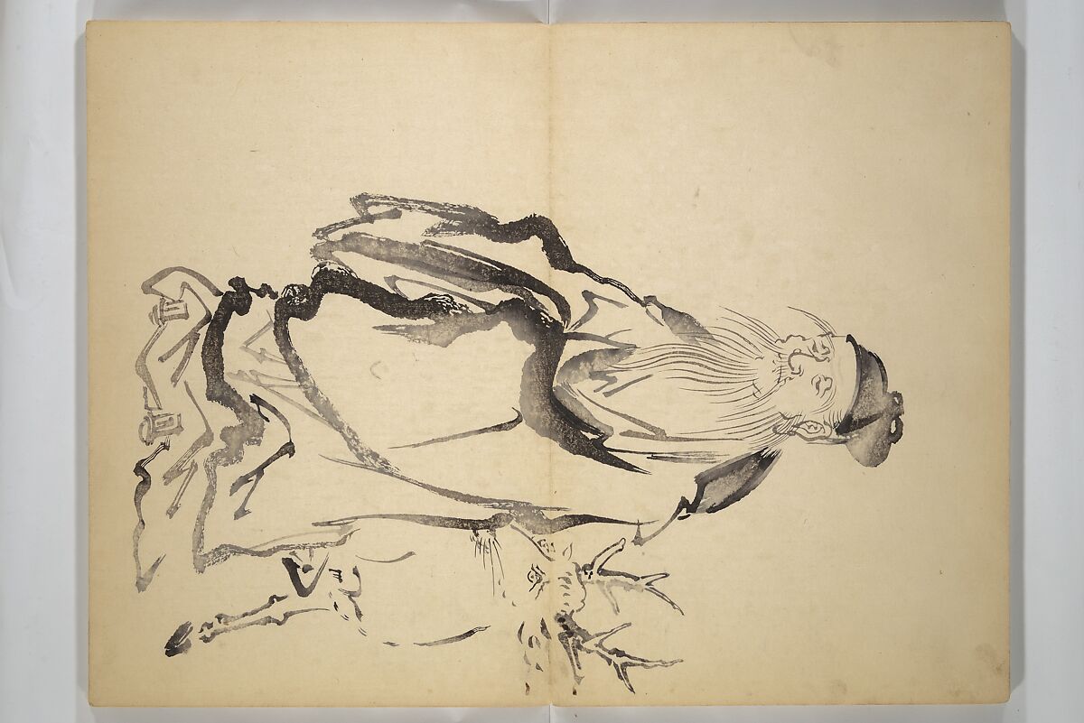 Ōkyō Picture Album (Ōkyo gafu) 應舉画譜, After Maruyama Ōkyo 円山応挙 (Japanese, 1733–1795), Woodblock printed book (orihon, accordion-style); ink and color on paper, Japan