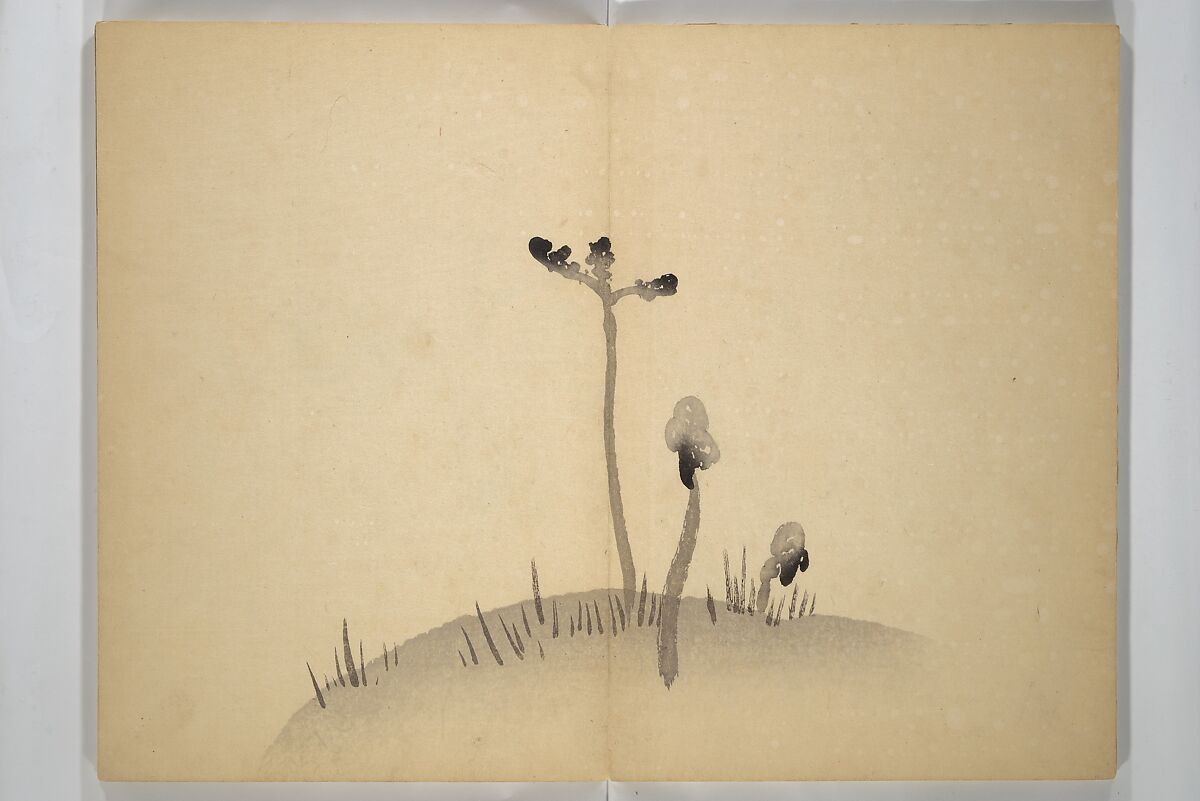 Ōkyō Picture Album (Ōkyo gafu) 應舉画譜, After Maruyama Ōkyo 円山応挙 (Japanese, 1733–1795), Woodblock printed book (orihon, accordion-style); ink and color on paper, Japan