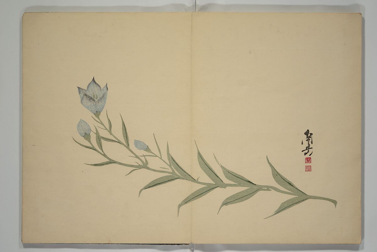 Album of the Phoenix Bird (Ranpō jō) 鸞鳳帖, Keian Tenrai 桂庵天籟 (Japanese), Woodblock printed book (orihon, accordion-style); ink and color on paper with metallic pigments, Japan