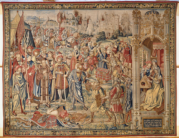 The Division of the Booty, from a ten-piece set of the Story of David and Bathsheba, Unknown Flemish Artist, Wool, silk, silver and gilded silver metal-wrapped threads