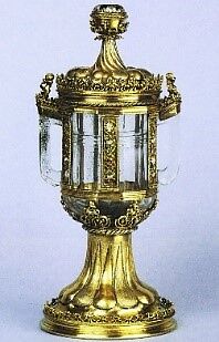 Cup and Cover, Rock crystal and gilded silver with enamelling