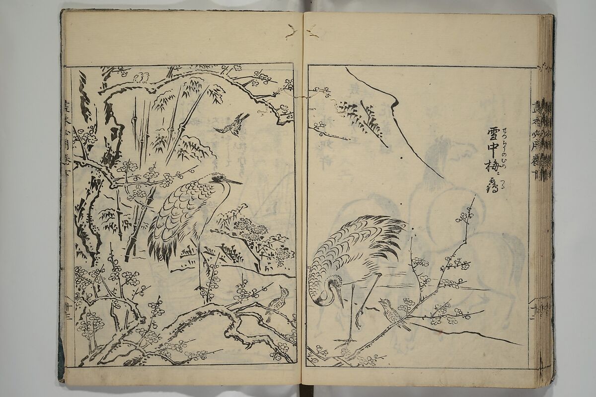 Essentials of Painting (Ehon hitsuyō), Illustrations by Nakaji Sadatoshi (Japanese, active 1716–36), Woodblock-printed book; ink and color on paper, Japan
