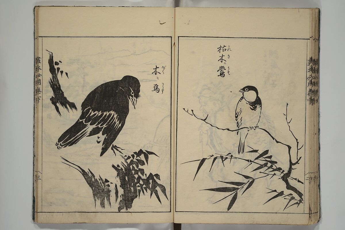Essentials of Painting (Ehon hitsuyō), Illustrations by Nakaji Sadatoshi (Japanese, active 1716–36), Woodblock-printed book; ink and color on paper, Japan