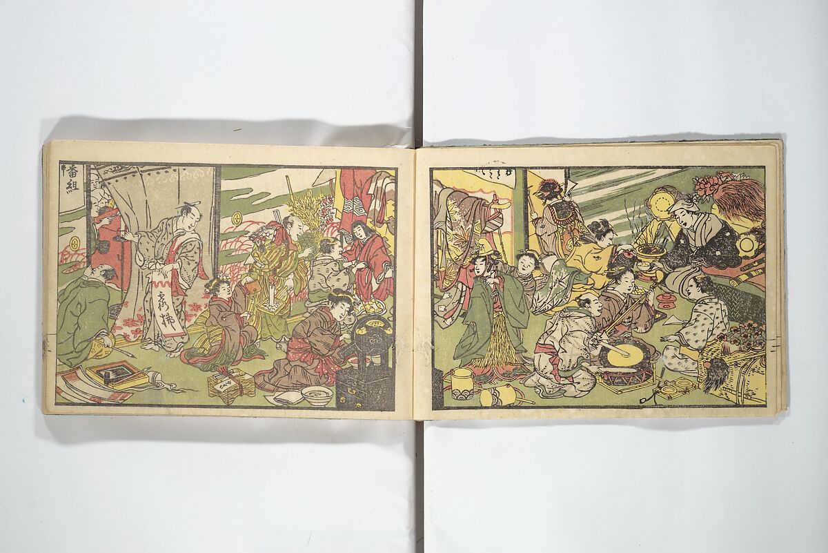 Teach Yourself How to Dance (Odori hitori keiko) 踊独稽古;  酒宴即興踊独稽古(しゅえん そっきょう おどりひとりげいこ), Sanshōsai (Japanese), Woodblock printed book; ink and color on paper, Japan