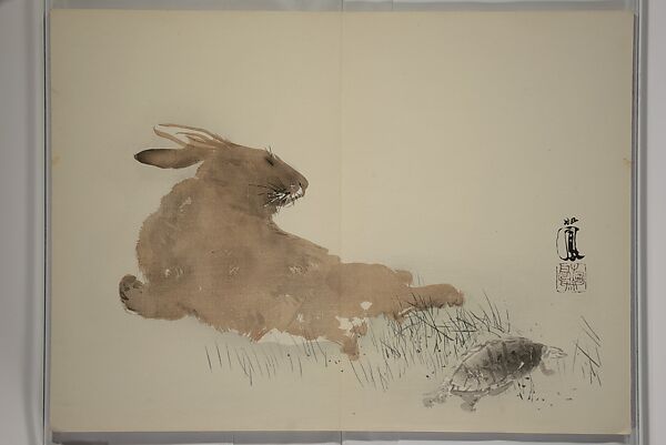 Seihō Album of the Twelve Signs of the Zodiac (Seihō jūnishi jō) 栖鳳画伯筆十二支帖, Takeuchi Seihō 竹内栖鳳 (Japanese, 1864–1942), Woodblock printed book (orihon, accordion-style); ink, color and metallic pigments on paper, Japan