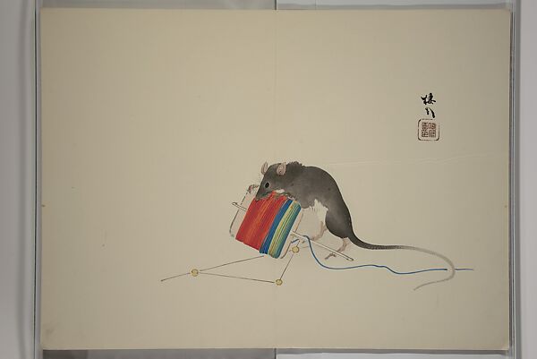 Seihō Album of the Twelve Signs of the Zodiac (Seihō jūnishi jō) 栖鳳画伯筆十二支帖, Takeuchi Seihō 竹内栖鳳 (Japanese, 1864–1942), Woodblock printed book (orihon, accordion-style); ink, color and metallic pigments on paper, Japan