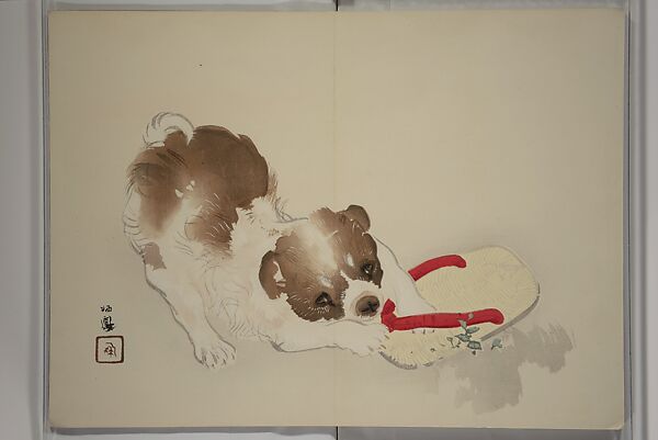 Seihō Album of the Twelve Signs of the Zodiac (Seihō jūnishi jō) 栖鳳画伯筆十二支帖, Takeuchi Seihō 竹内栖鳳 (Japanese, 1864–1942), Woodblock printed book (orihon, accordion-style); ink, color and metallic pigments on paper, Japan