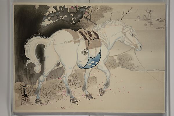 Seihō Album of the Twelve Signs of the Zodiac (Seihō jūnishi jō) 栖鳳画伯筆十二支帖, Takeuchi Seihō 竹内栖鳳 (Japanese, 1864–1942), Woodblock printed book (orihon, accordion-style); ink, color and metallic pigments on paper, Japan