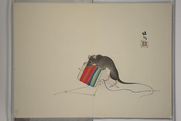 Seihō Album of the Twelve Signs of the Zodiac (Seihō jūnishi jō) 栖鳳画伯筆十二支帖, Takeuchi Seihō 竹内栖鳳 (Japanese, 1864–1942), Woodblock printed book (orihon, accordion-style); ink, color and metallic pigments on paper, Japan 