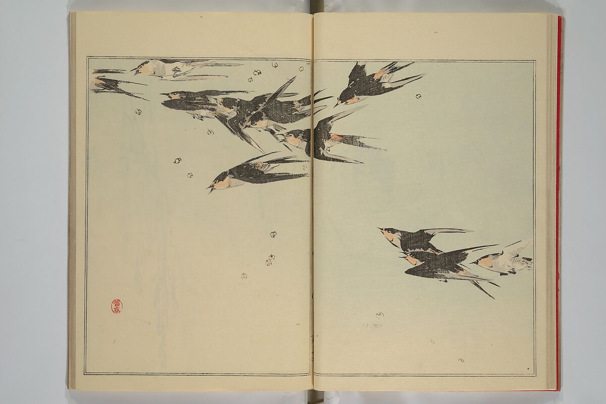 Picture Album of Birds and Flowers (Seitei Kachō gafu)  省亭花鳥画譜, Watanabe Seitei 渡辺省亭 (Japanese, 1851–1918), Set of three woodblock printed books attached by thread binding; ink and color on paper, Japan