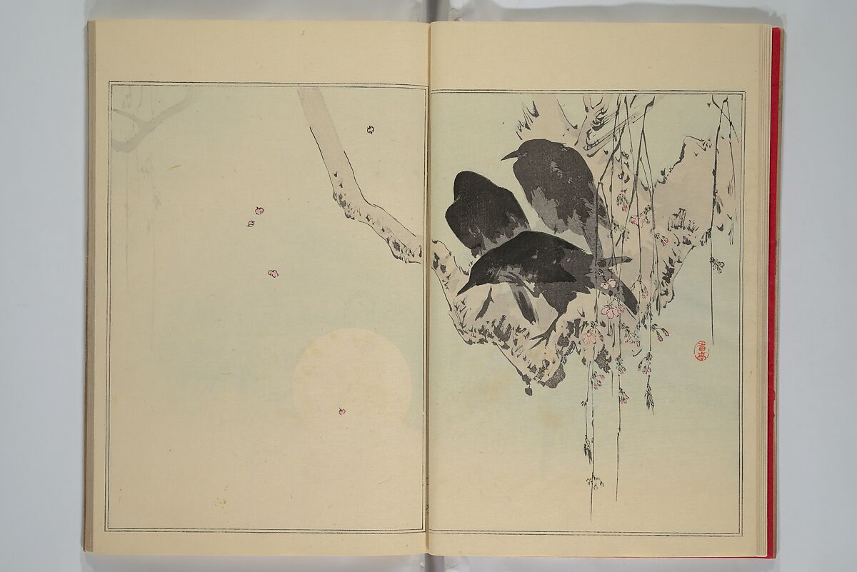 Picture Album of Birds and Flowers (Seitei Kachō gafu)  省亭花鳥画譜, Watanabe Seitei 渡辺省亭 (Japanese, 1851–1918), Set of three woodblock printed books attached by thread binding; ink and color on paper, Japan