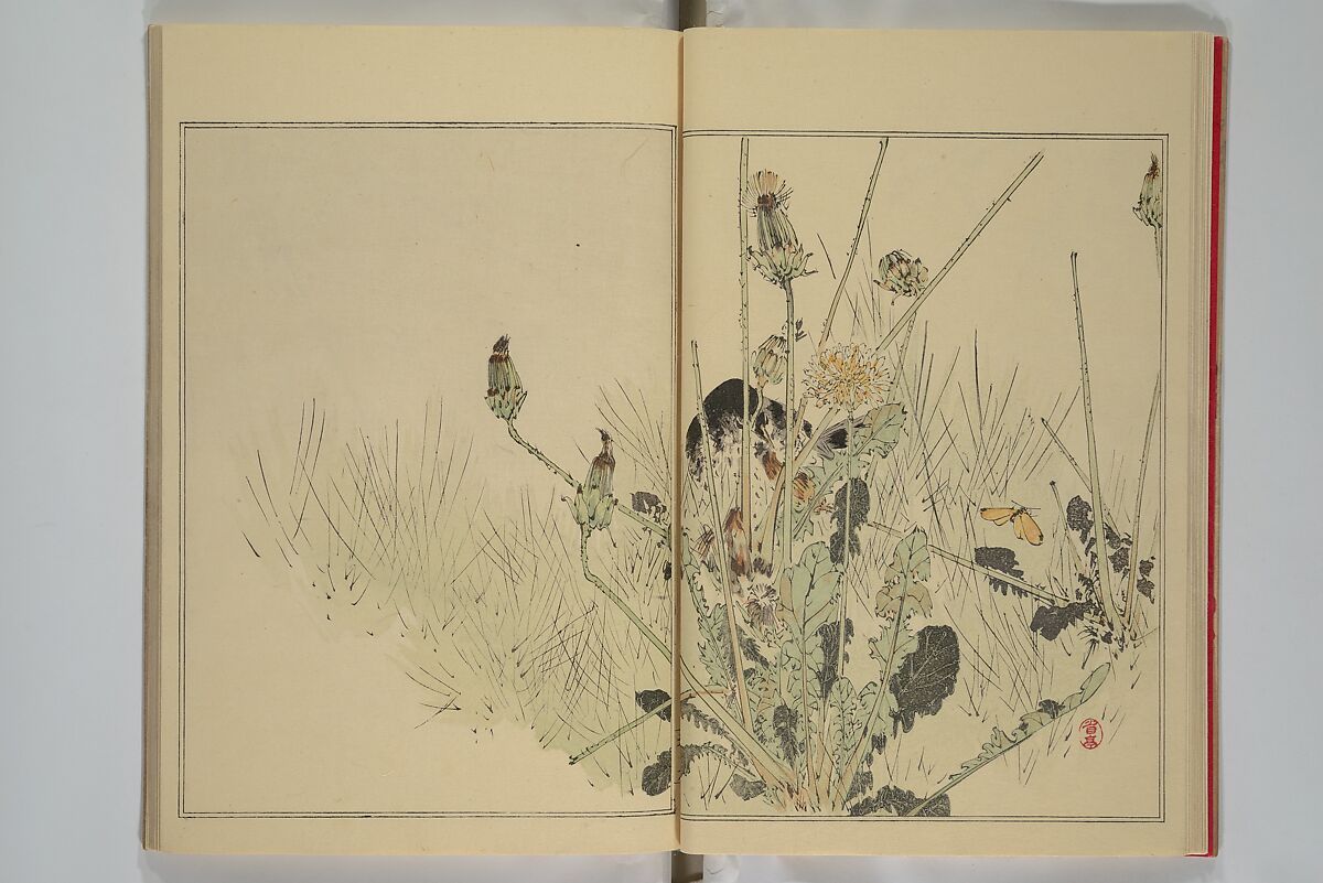 Picture Album of Birds and Flowers (Seitei Kachō gafu)  省亭花鳥画譜, Watanabe Seitei 渡辺省亭 (Japanese, 1851–1918), Set of three woodblock printed books attached by thread binding; ink and color on paper, Japan