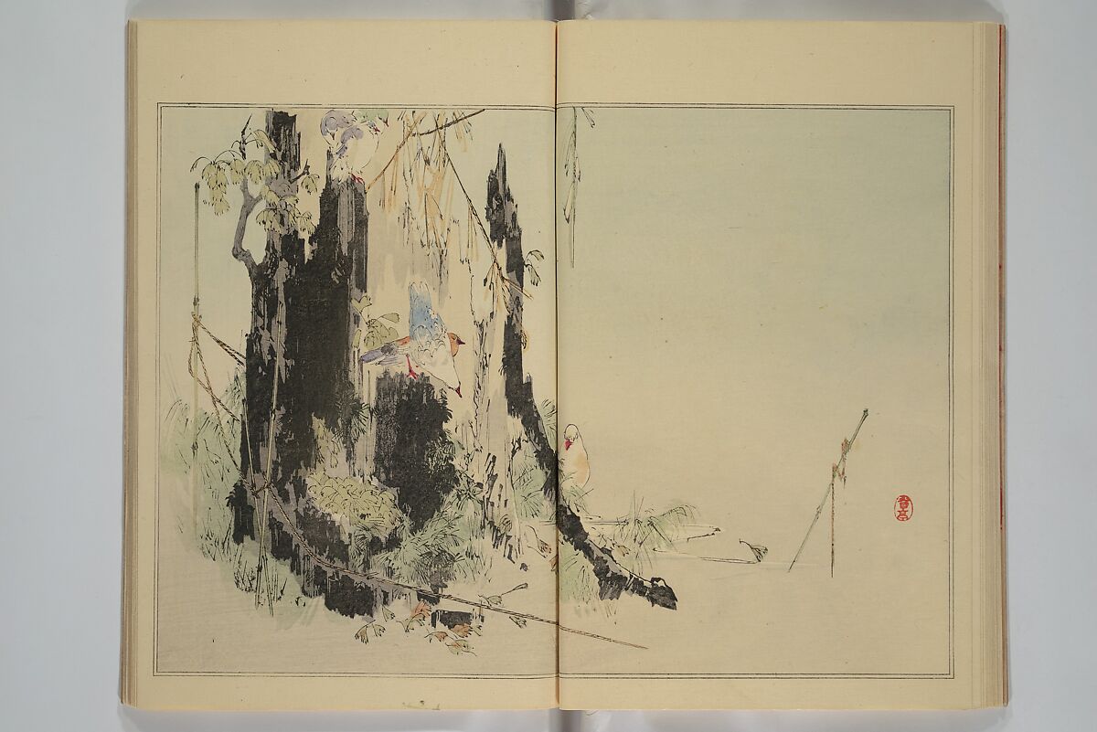 Picture Album of Birds and Flowers (Seitei Kachō gafu)  省亭花鳥画譜, Watanabe Seitei 渡辺省亭 (Japanese, 1851–1918), Set of three woodblock printed books attached by thread binding; ink and color on paper, Japan