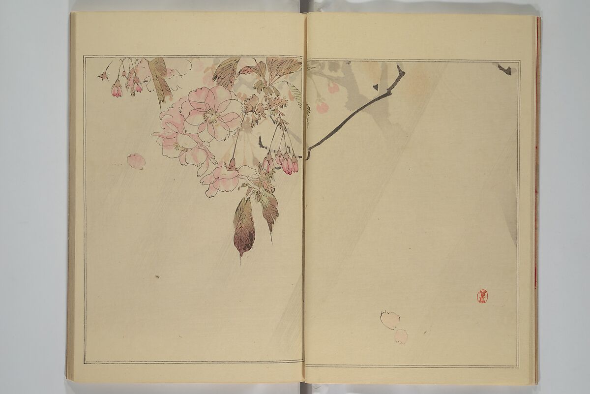 Picture Album of Birds and Flowers (Seitei Kachō gafu)  省亭花鳥画譜, Watanabe Seitei 渡辺省亭 (Japanese, 1851–1918), Set of three woodblock printed books attached by thread binding; ink and color on paper, Japan
