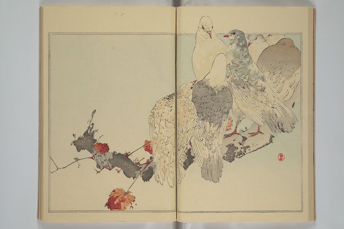 Picture Album of Birds and Flowers (Seitei Kachō gafu)  省亭花鳥画譜, Watanabe Seitei 渡辺省亭 (Japanese, 1851–1918), Set of three woodblock printed books attached by thread binding; ink and color on paper, Japan
