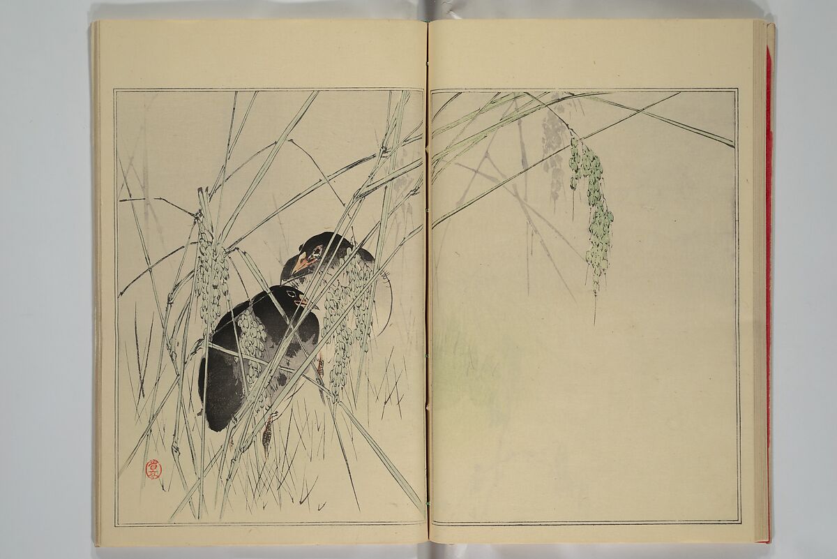 Picture Album of Birds and Flowers (Seitei Kachō gafu)  省亭花鳥画譜, Watanabe Seitei 渡辺省亭 (Japanese, 1851–1918), Set of three woodblock printed books attached by thread binding; ink and color on paper, Japan