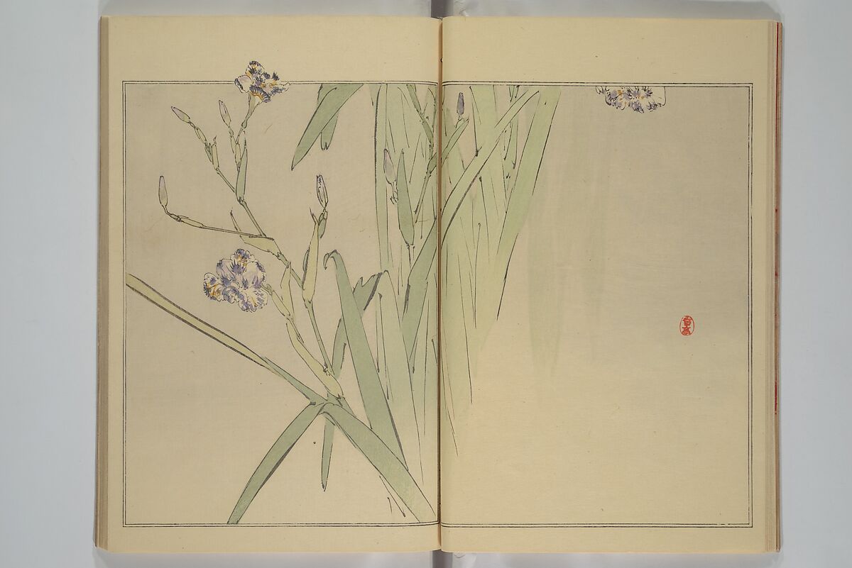 Picture Album of Birds and Flowers (Seitei Kachō gafu)  省亭花鳥画譜, Watanabe Seitei 渡辺省亭 (Japanese, 1851–1918), Set of three woodblock printed books attached by thread binding; ink and color on paper, Japan